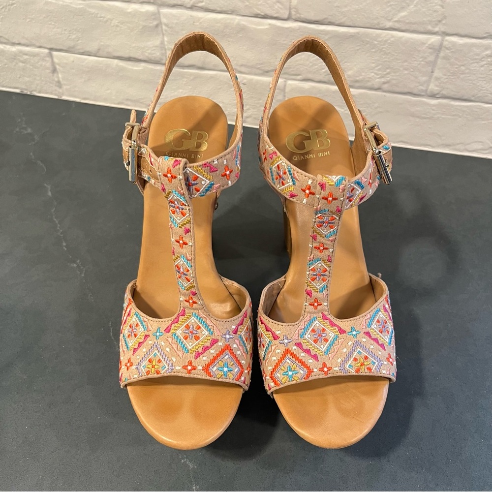 Gianni Bini Multicolor Embroidered Platform Sandals - Picture 3 of 16
